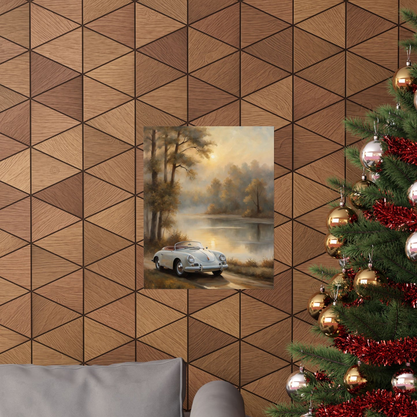 Vintage Car Landscape Poster | Matte Wall Art | Home Decor | Gift for Car Lovers, Automotive Art, Retro Wall Decor, Nature Inspired