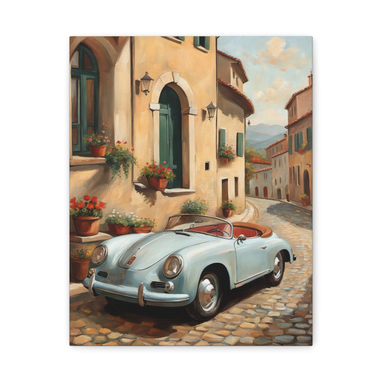 Vintage Car Canvas Print, Classic Car Wall Art, Retro Home Decor, Car Lover Gift, Italian Street Scene Art