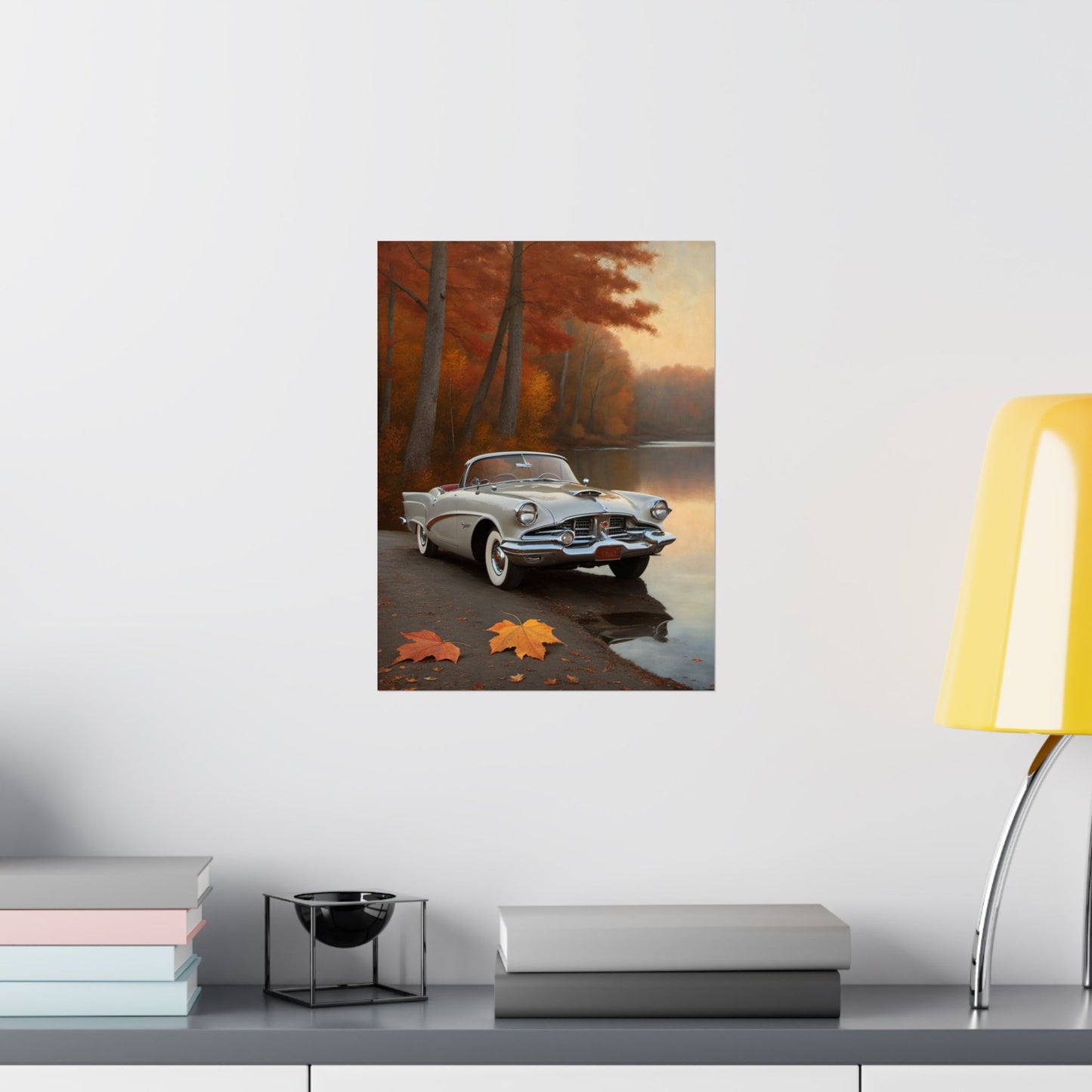 Vintage Car Autumn Matte Poster, Classic Car Art Print, Fall Decor, Retro Home Wall Art, Gift for Him, Car Lover Wall Decor