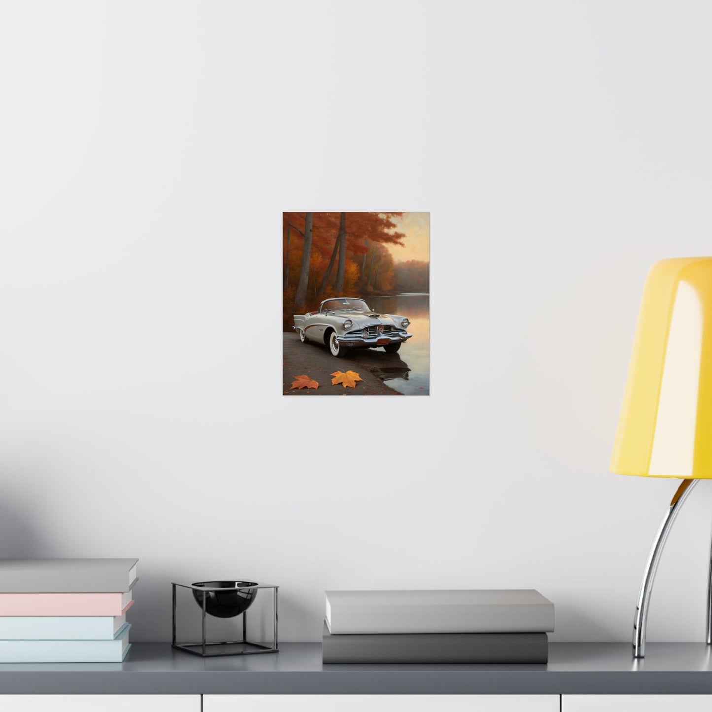 Vintage Car Autumn Matte Poster, Classic Car Art Print, Fall Decor, Retro Home Wall Art, Gift for Him, Car Lover Wall Decor