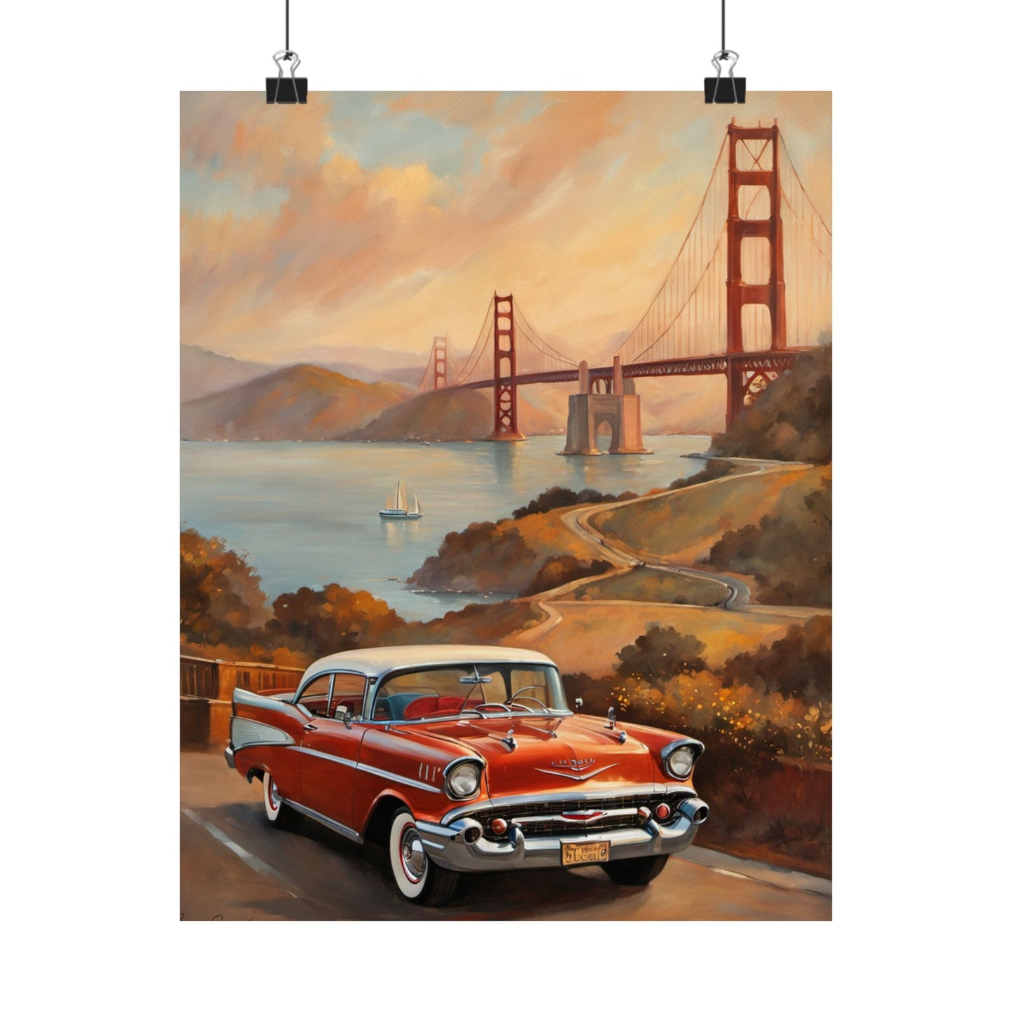 Vintage Car Poster, Nostalgic Wall Art, Home Decor, Great for Car Lovers, Gift for Retro Enthusiasts