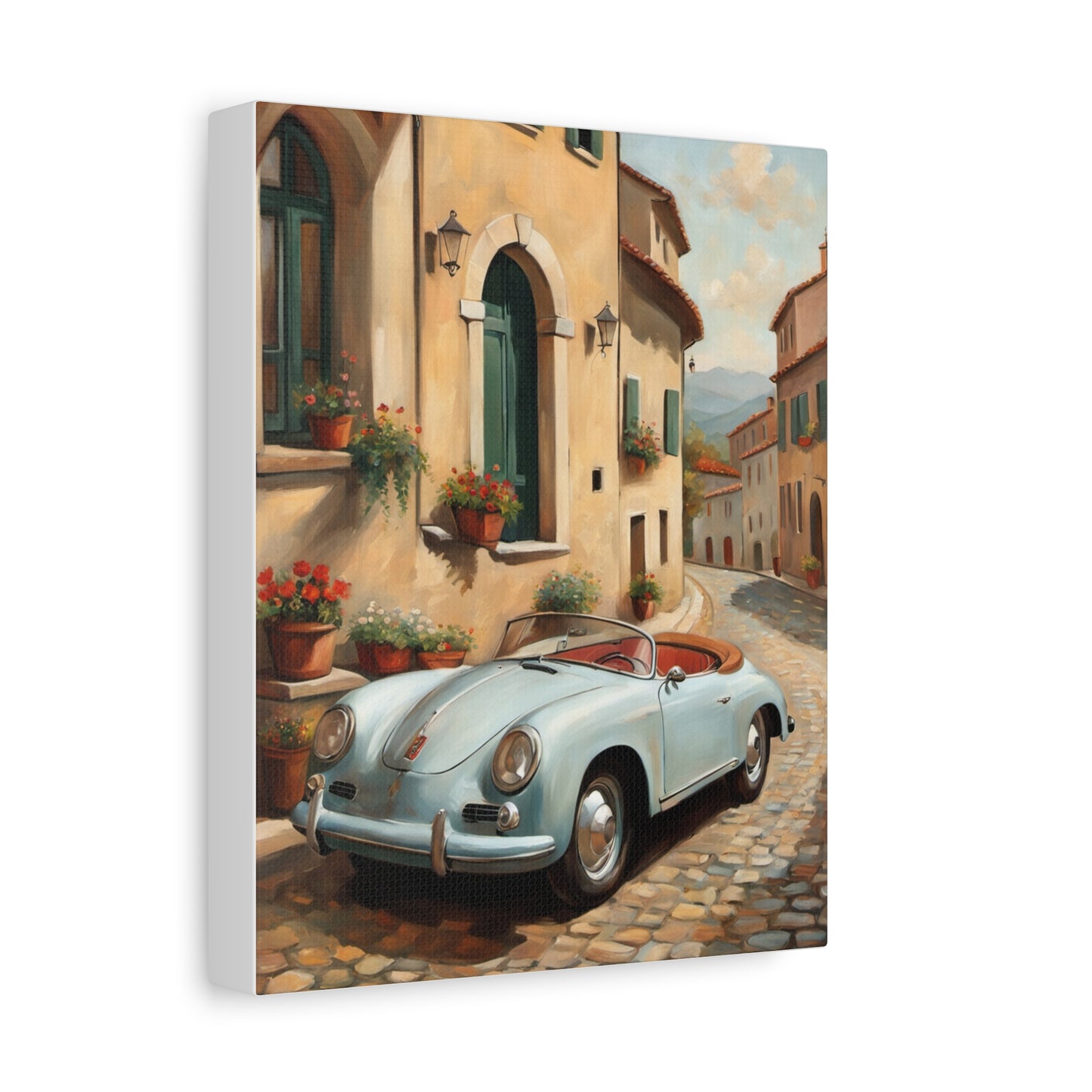 Vintage Car Canvas Print, Classic Car Wall Art, Retro Home Decor, Car Lover Gift, Italian Street Scene Art