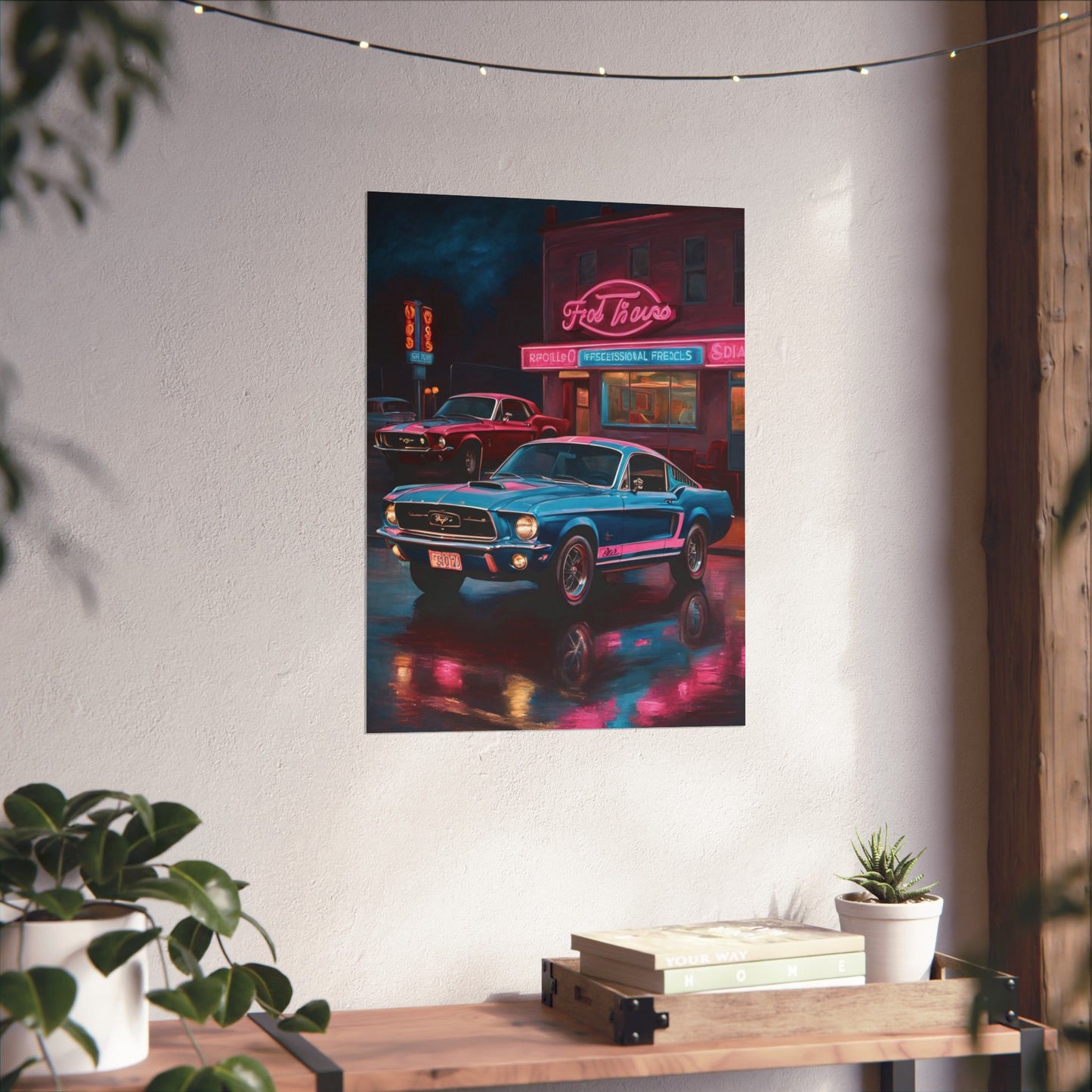 Retro Car Art Print, Vintage Poster for Garage Decor, Classic Muscle Car Wall Art, Gift for Car Enthusiasts, Automotive Home Decor