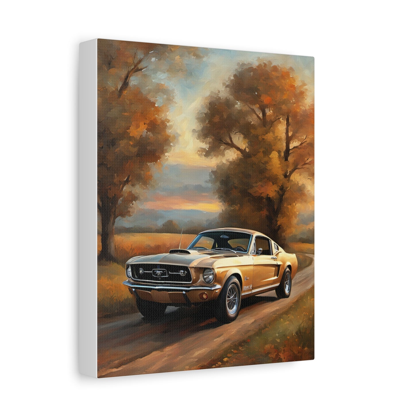 Vintage Countryside Muscle Car Art Print – 18x24 in Canvas