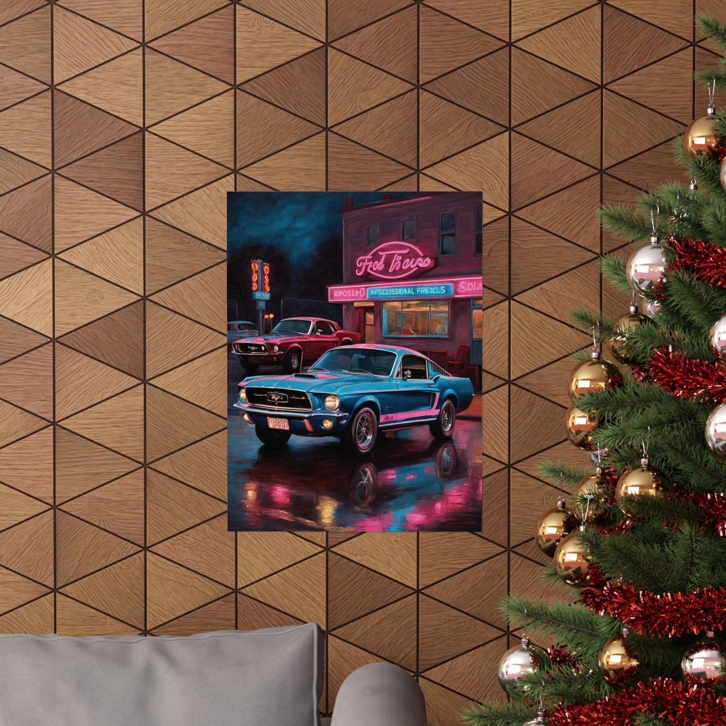 Retro Car Art Print, Vintage Poster for Garage Decor, Classic Muscle Car Wall Art, Gift for Car Enthusiasts, Automotive Home Decor