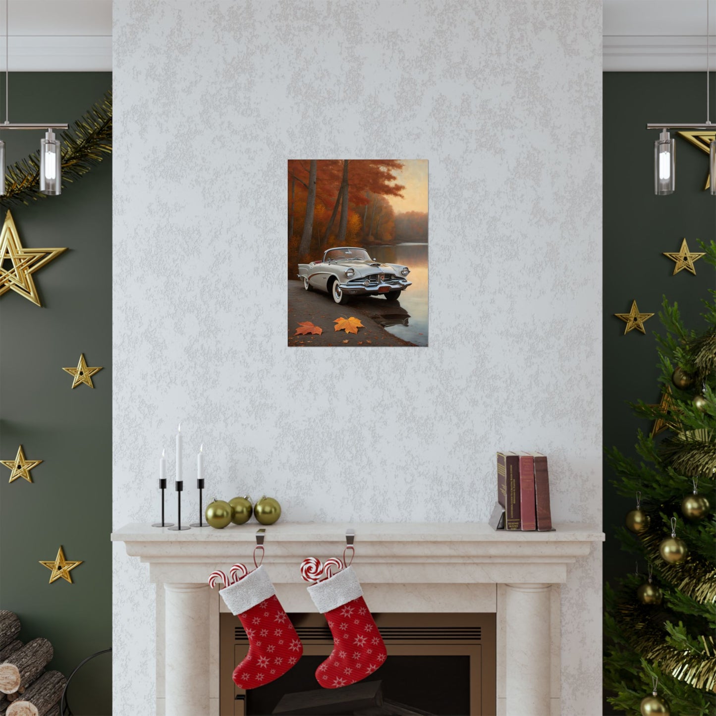 Vintage Car Autumn Matte Poster, Classic Car Art Print, Fall Decor, Retro Home Wall Art, Gift for Him, Car Lover Wall Decor