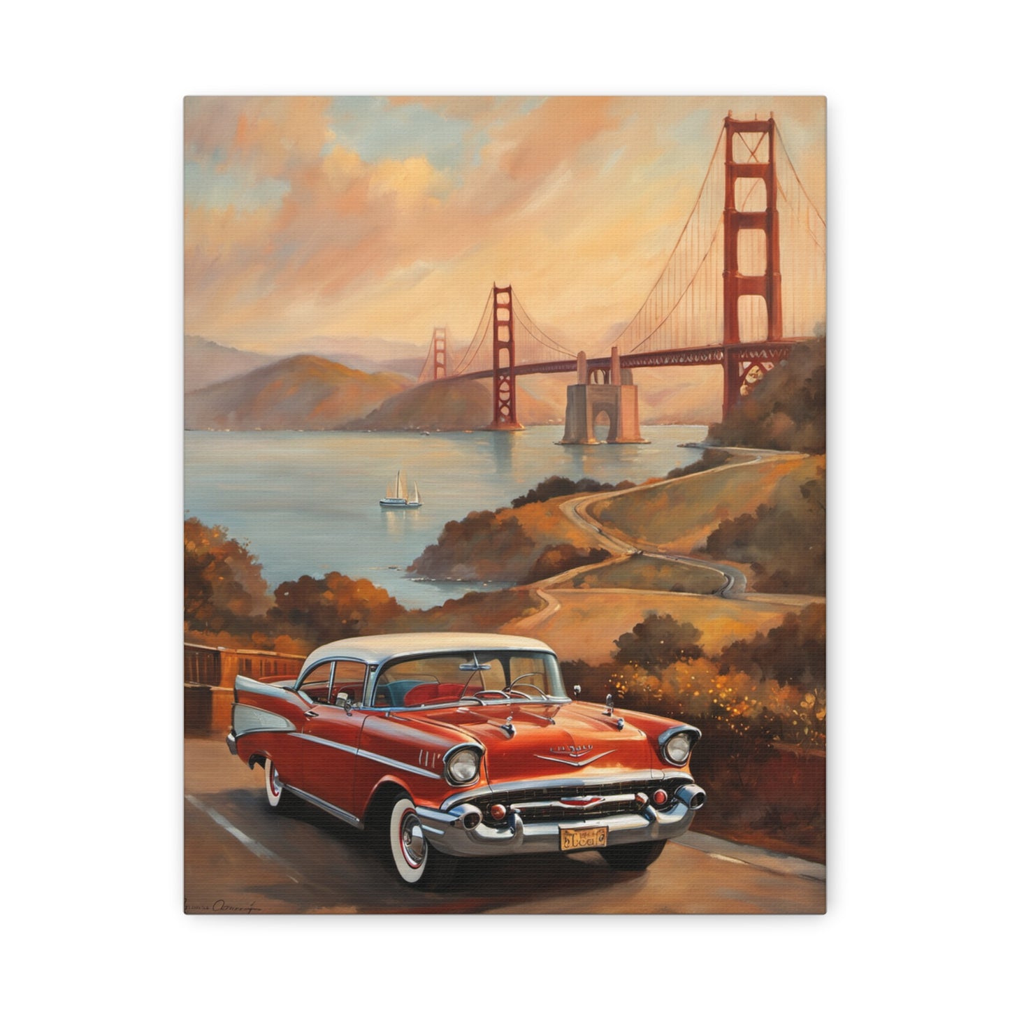 Vintage Car Wall Art Print, Retro Canvas for Home Decor, Classic Cars Art, Gift for Car Lovers, Nostalgic Travel Decor