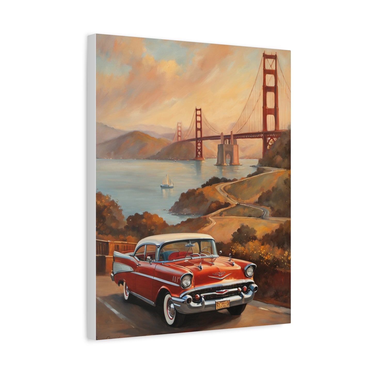 Vintage Car Wall Art Print, Retro Canvas for Home Decor, Classic Cars Art, Gift for Car Lovers, Nostalgic Travel Decor