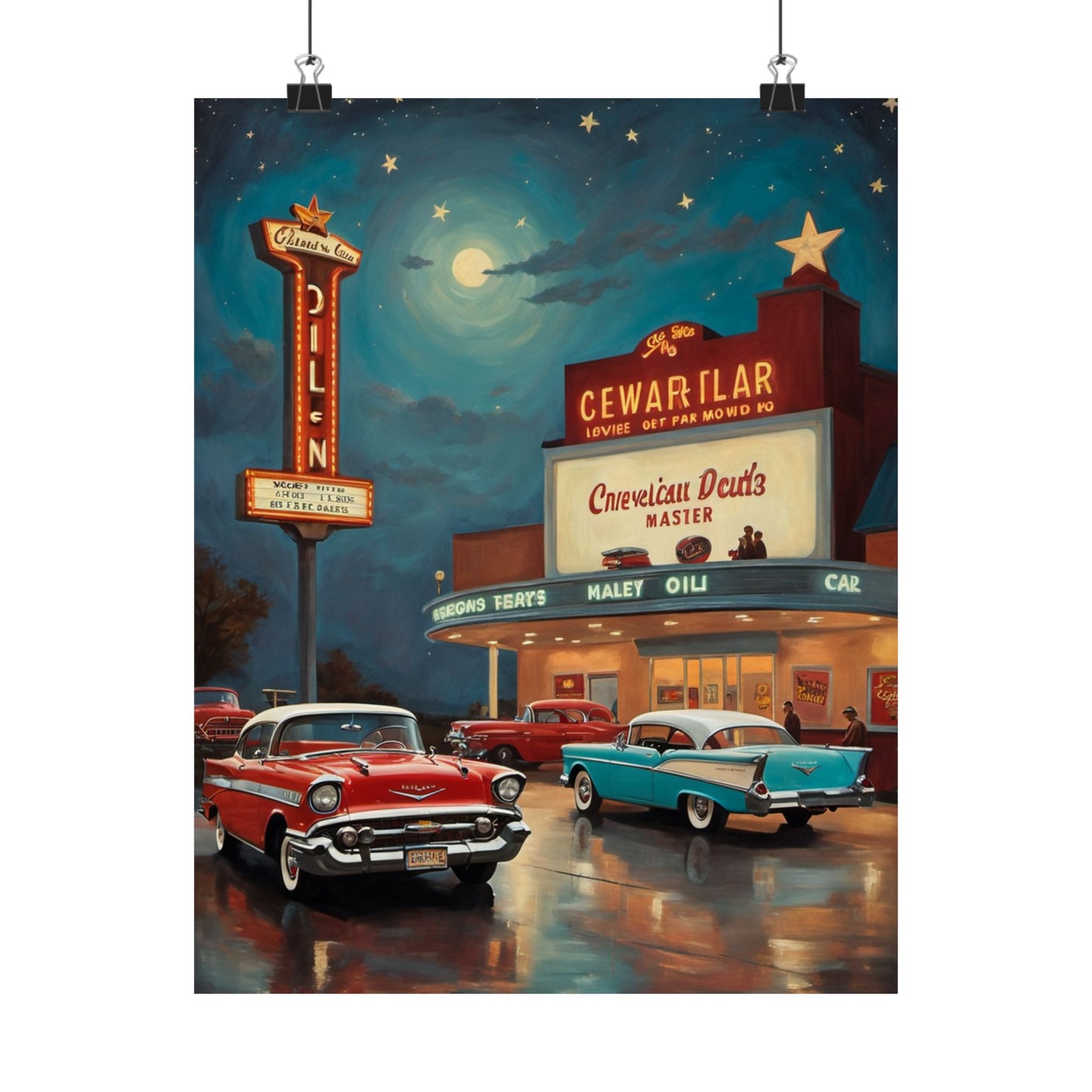 Vintage Car Art Poster, Matte Vertical Wall Art, Retro Decor for Living Room, Gift for Car Lovers & Enthusiasts