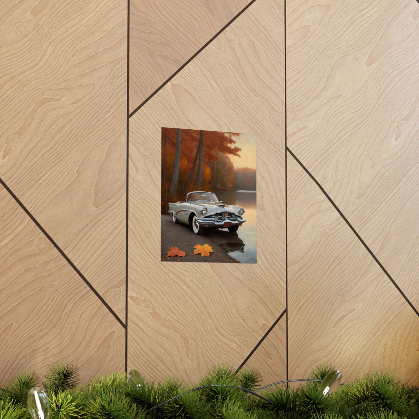 Vintage Car Autumn Matte Poster, Classic Car Art Print, Fall Decor, Retro Home Wall Art, Gift for Him, Car Lover Wall Decor