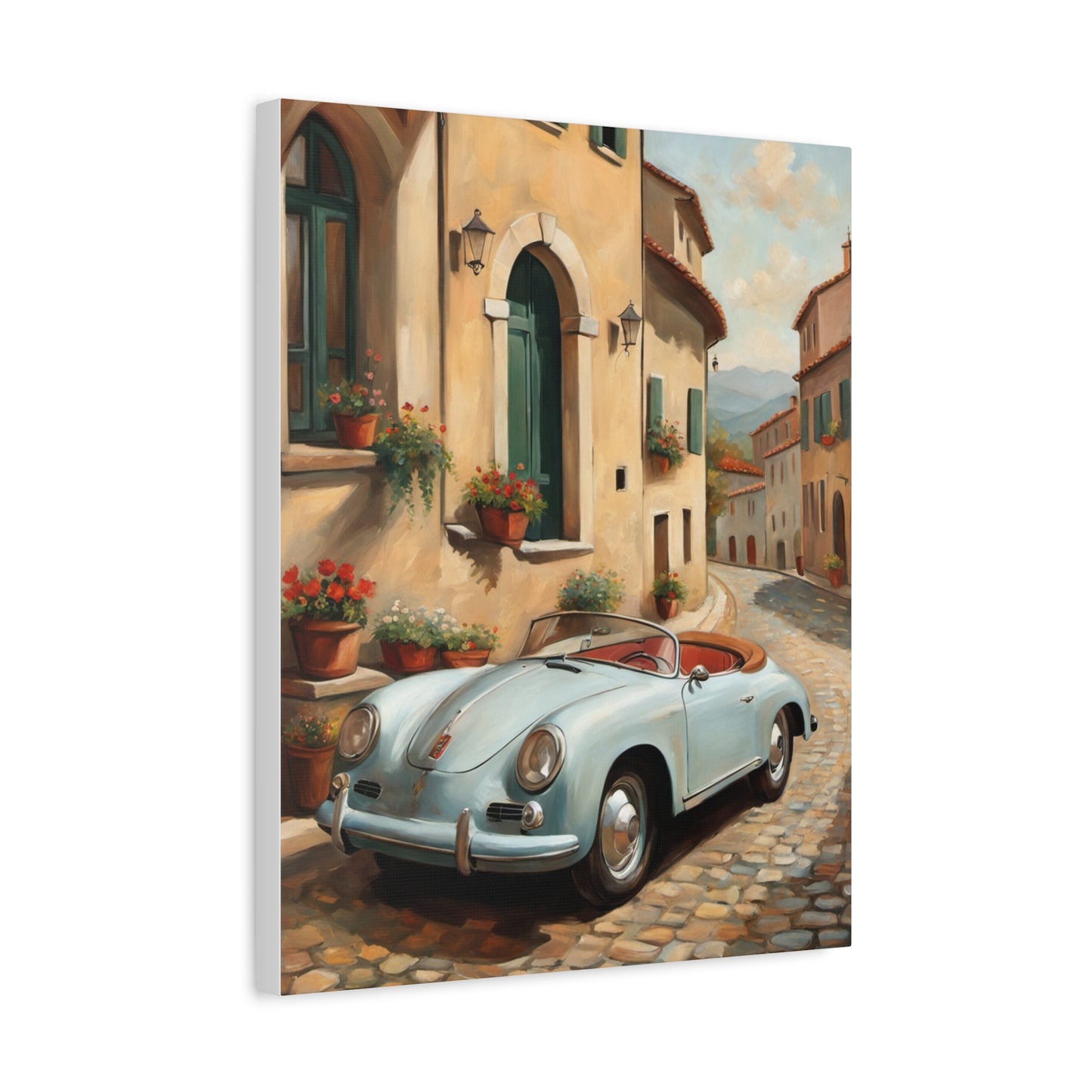Vintage Car Canvas Print, Classic Car Wall Art, Retro Home Decor, Car Lover Gift, Italian Street Scene Art