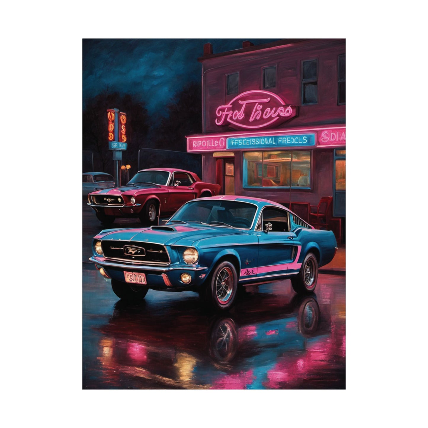 Retro Car Art Print, Vintage Poster for Garage Decor, Classic Muscle Car Wall Art, Gift for Car Enthusiasts, Automotive Home Decor