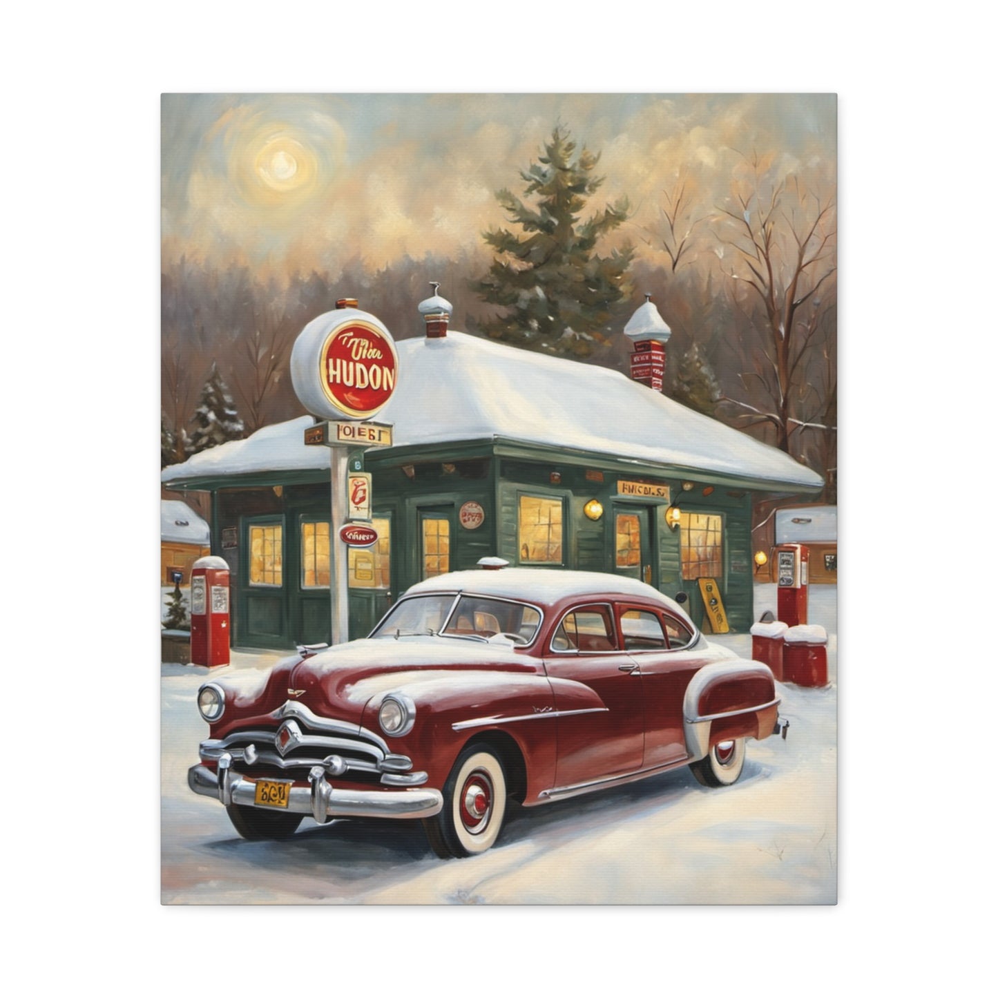 Vintage Winter Scene Canvas Print