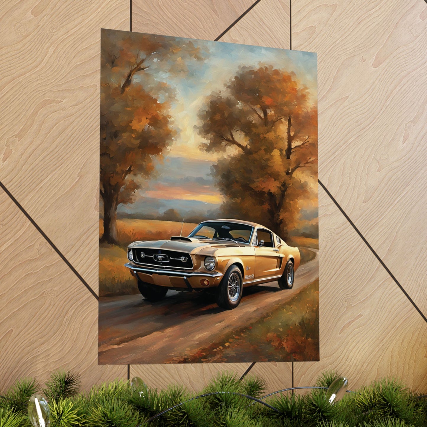 Vintage Countryside Muscle Car Art Print – 18x24 in Poster