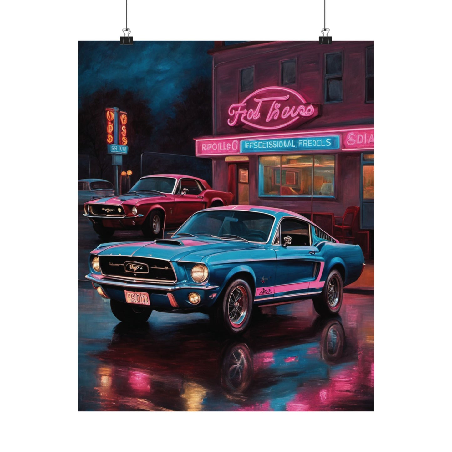 Retro Car Art Print, Vintage Poster for Garage Decor, Classic Muscle Car Wall Art, Gift for Car Enthusiasts, Automotive Home Decor