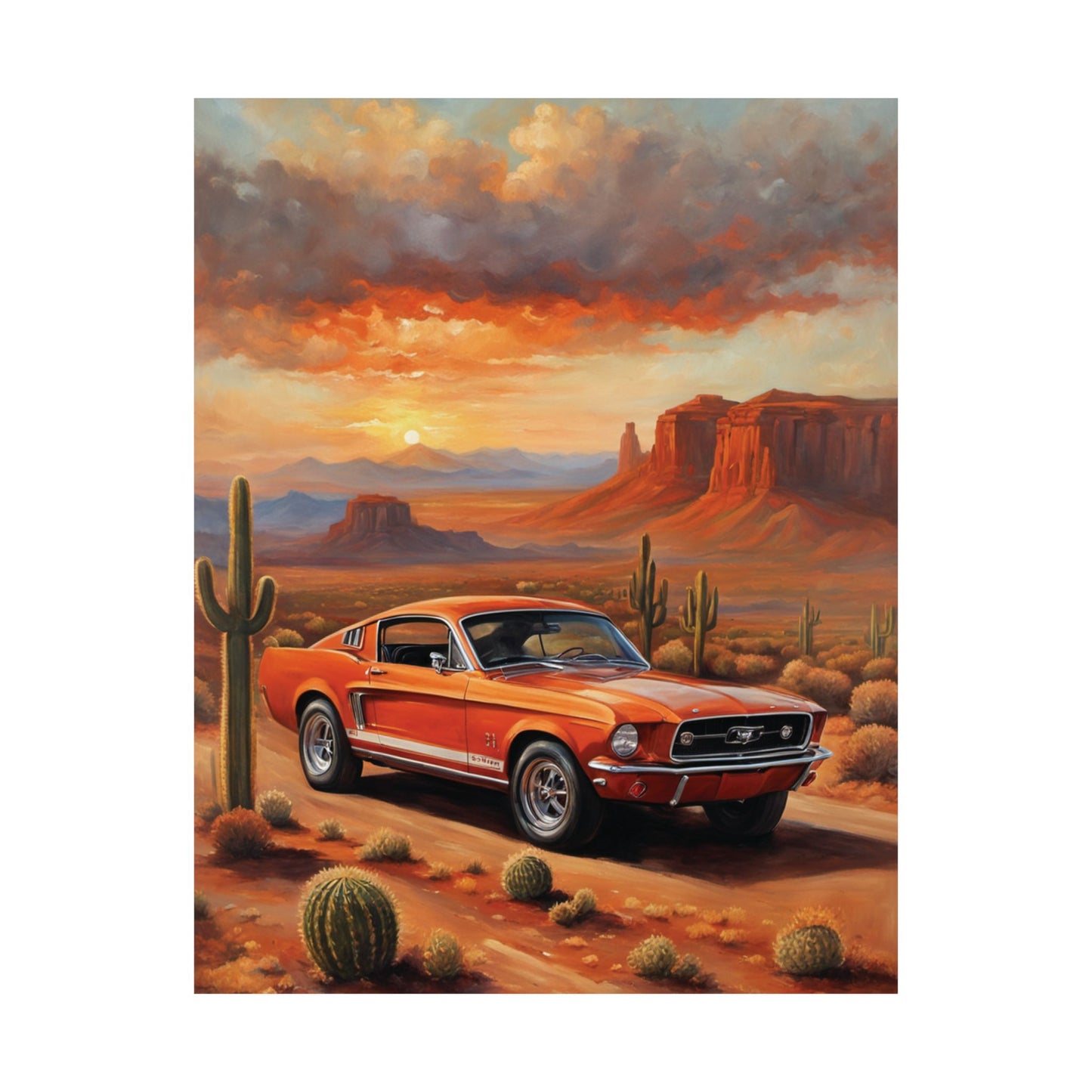 Vintage Desert Muscle Car Art Print – 18x24 in Poster