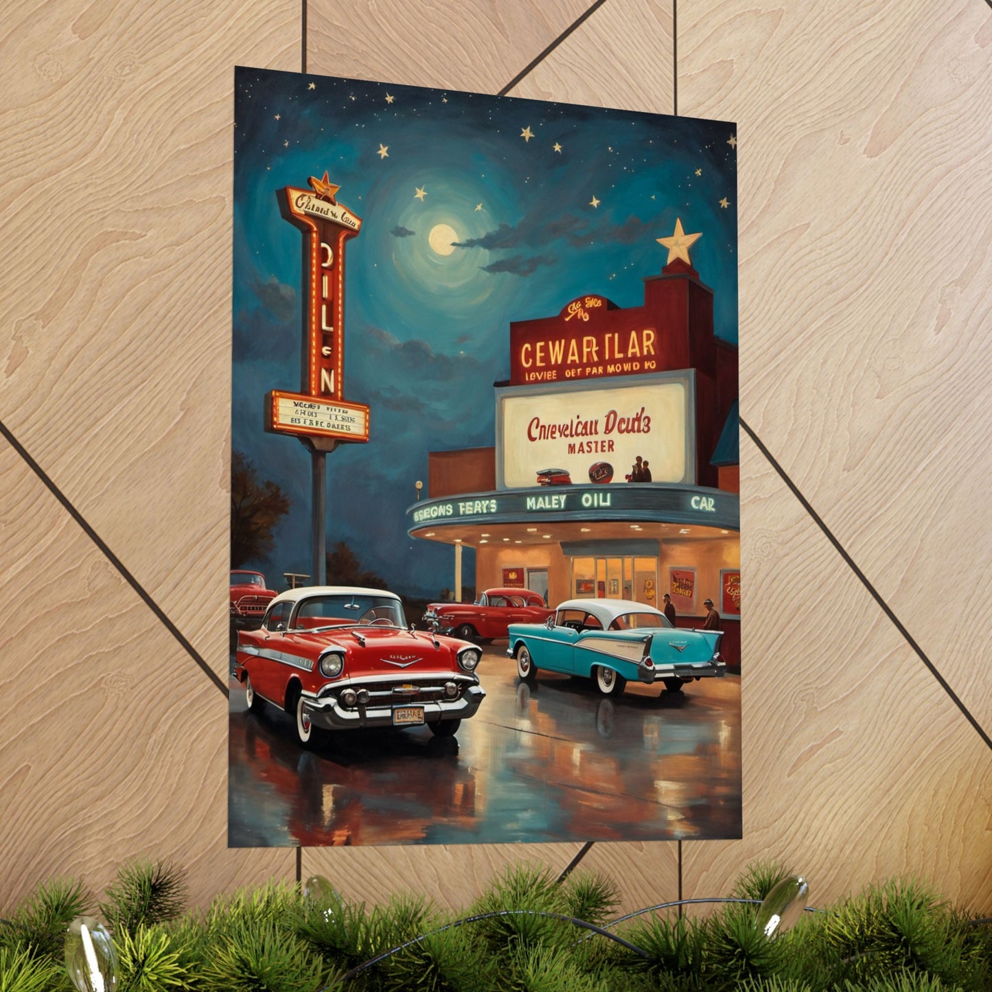 Vintage Car Art Poster, Matte Vertical Wall Art, Retro Decor for Living Room, Gift for Car Lovers & Enthusiasts
