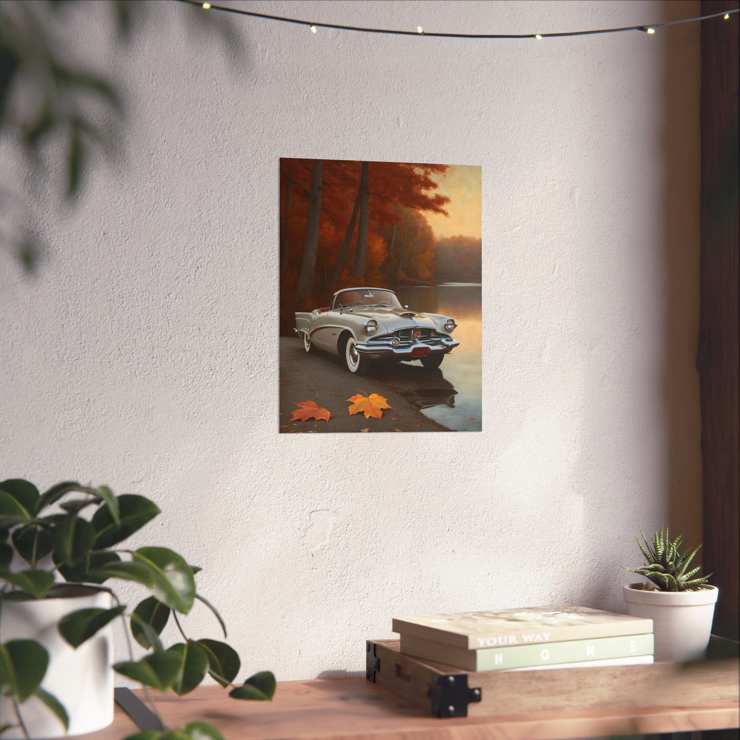 Vintage Car Autumn Matte Poster, Classic Car Art Print, Fall Decor, Retro Home Wall Art, Gift for Him, Car Lover Wall Decor