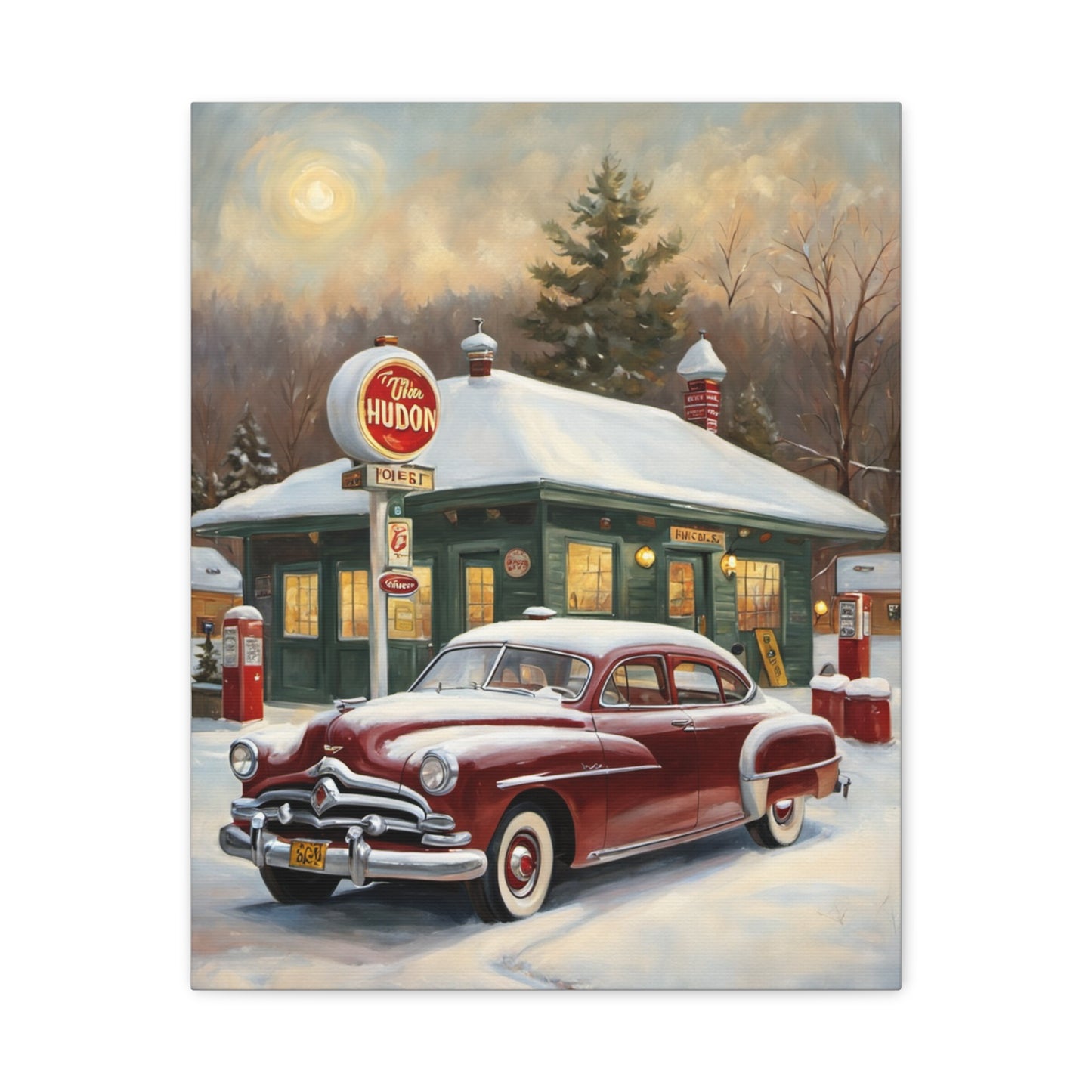 Vintage Winter Scene Canvas Print