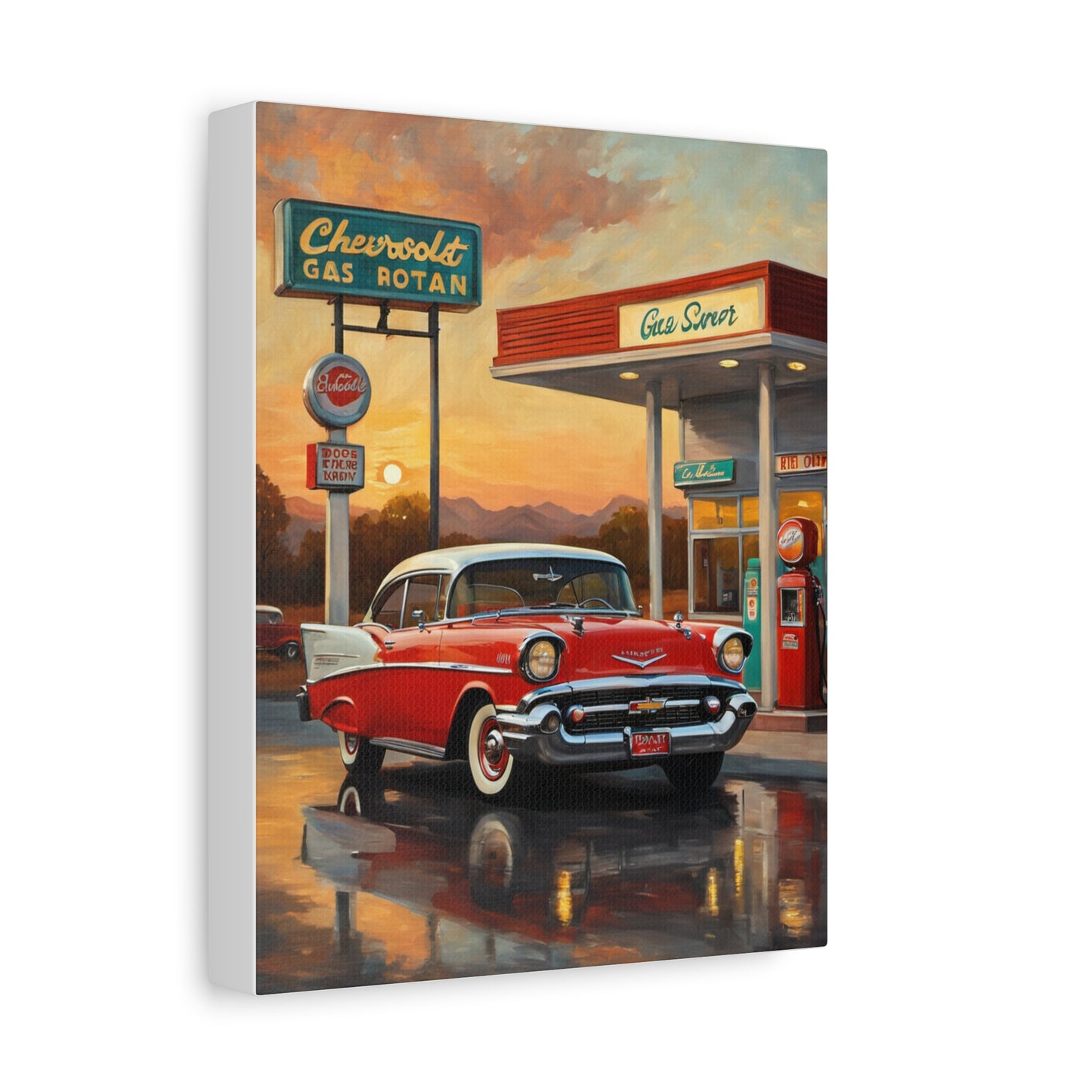Vintage Car Canvas Wall Art, Retro Automotive Décor, Classic Chevrolet Poster, Gift for Car Lovers, Nostalgic Home Decoration