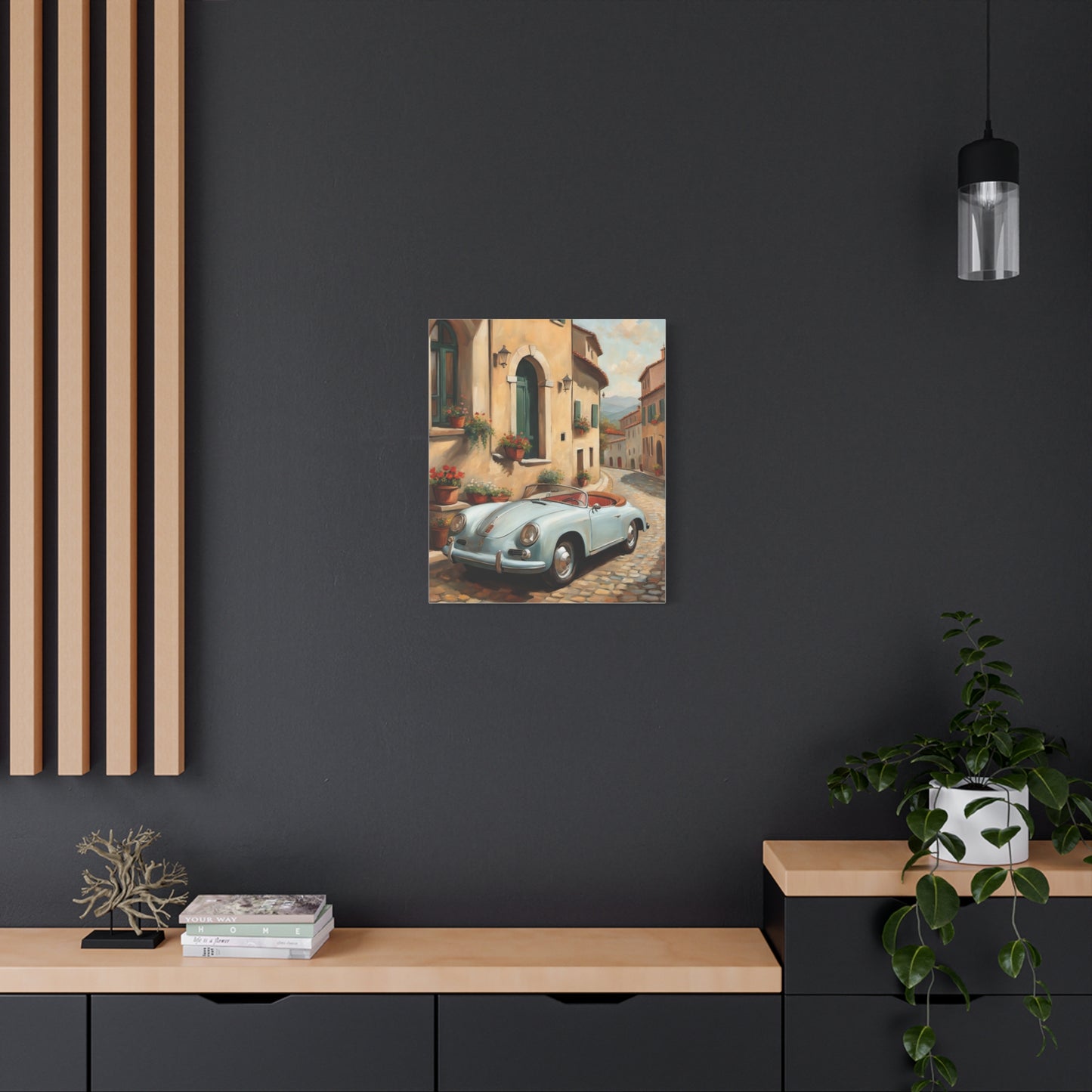 Vintage Car Canvas Print, Classic Car Wall Art, Retro Home Decor, Car Lover Gift, Italian Street Scene Art