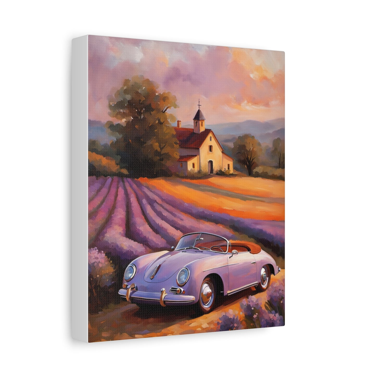 Vintage Car Canvas Wall Art, Rustic Home Decor, Lavender Field Print, Car Lover Gift, Art for Living Room, Classic Car Artwork
