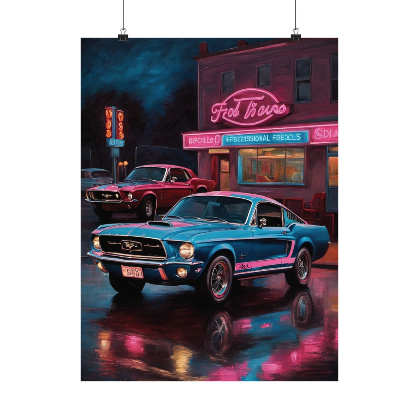 Retro Car Art Print, Vintage Poster for Garage Decor, Classic Muscle Car Wall Art, Gift for Car Enthusiasts, Automotive Home Decor