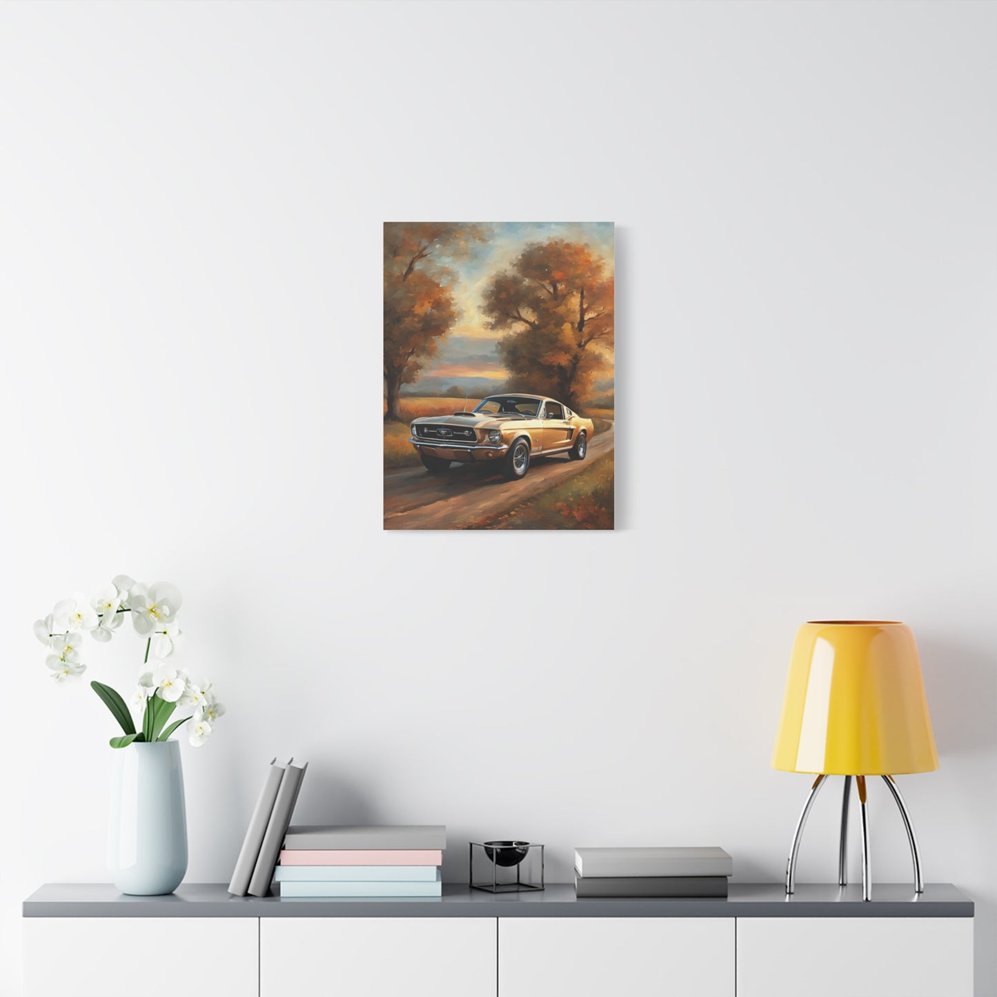 Vintage Countryside Muscle Car Art Print – 18x24 in Canvas