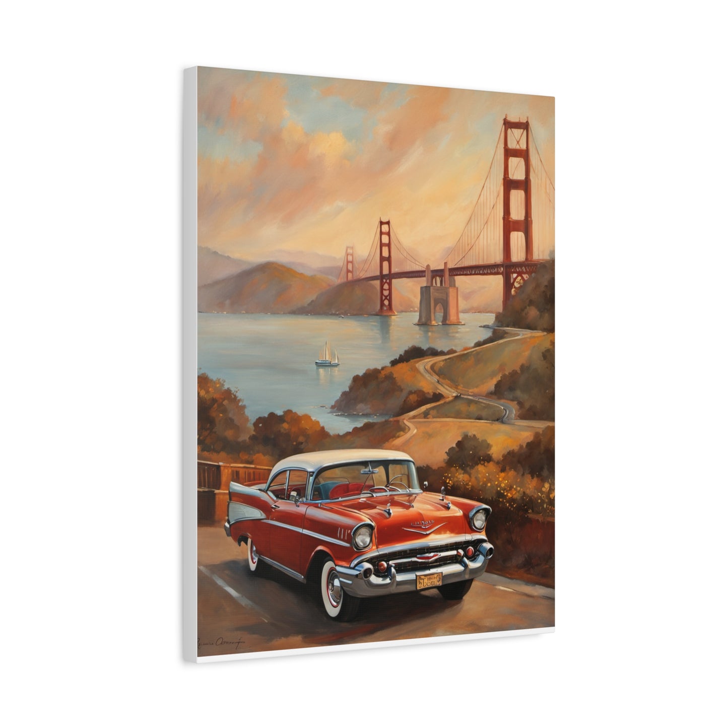 Vintage Car Wall Art Print, Retro Canvas for Home Decor, Classic Cars Art, Gift for Car Lovers, Nostalgic Travel Decor