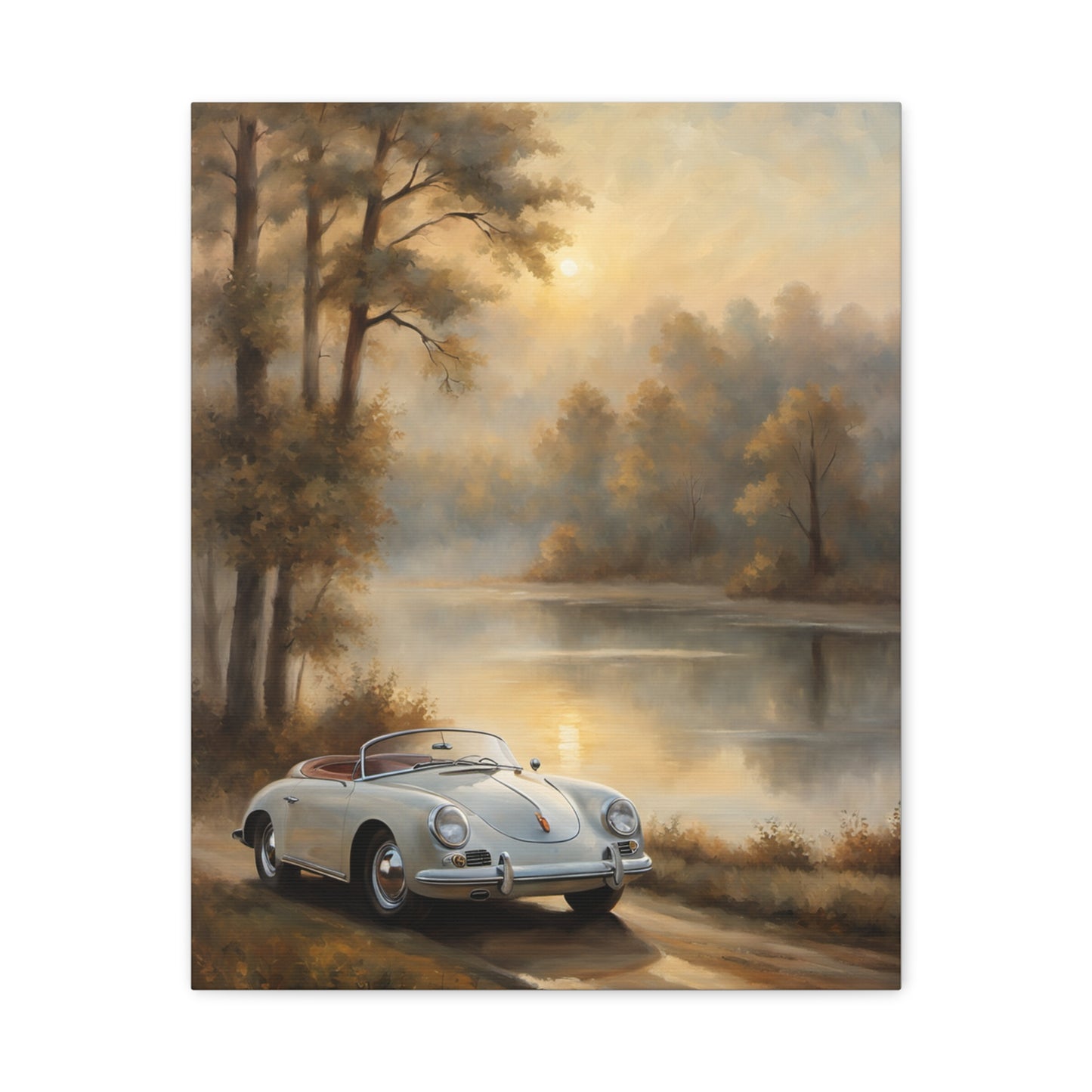 Vintage Car Landscape Art Print, Wall Decor, Home Aesthetic, Nature Artwork, Gift for Car Lovers, Vintage Automotive Decor