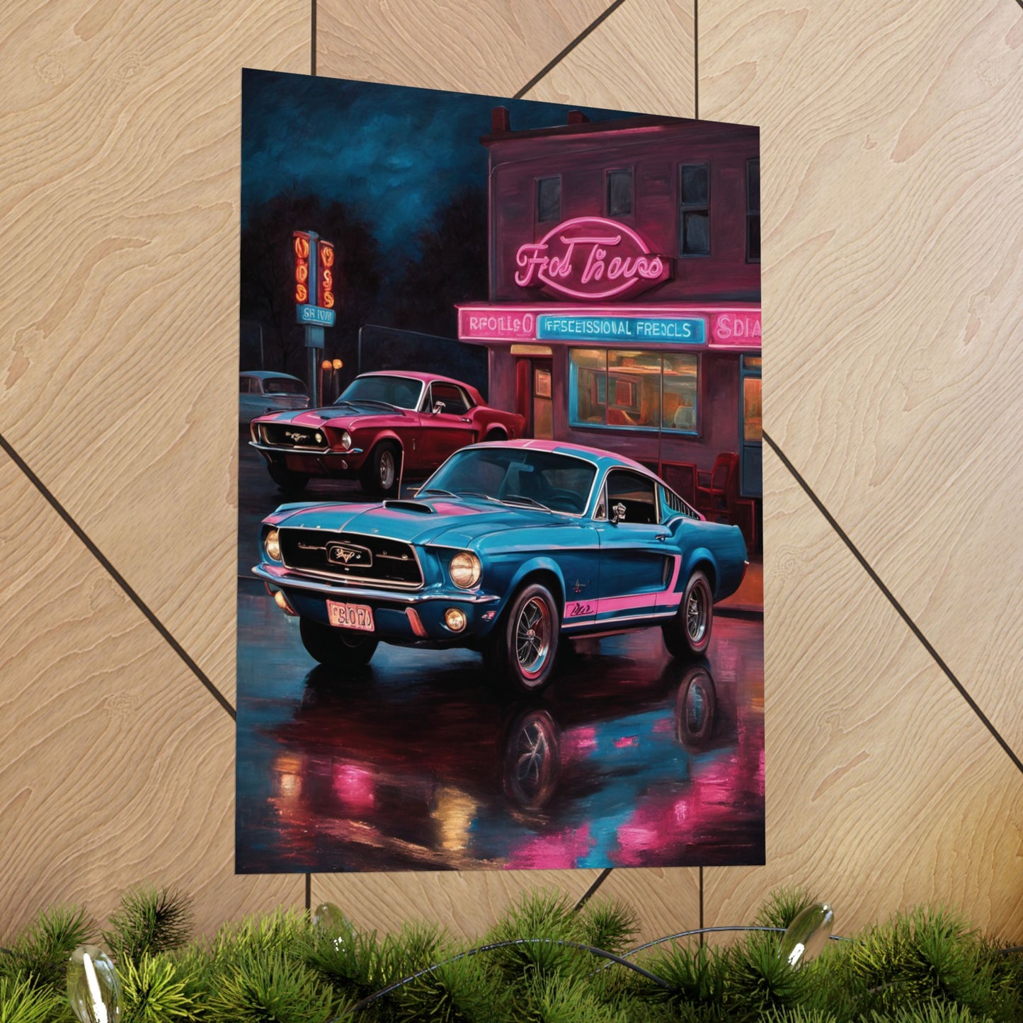 Retro Car Art Print, Vintage Poster for Garage Decor, Classic Muscle Car Wall Art, Gift for Car Enthusiasts, Automotive Home Decor
