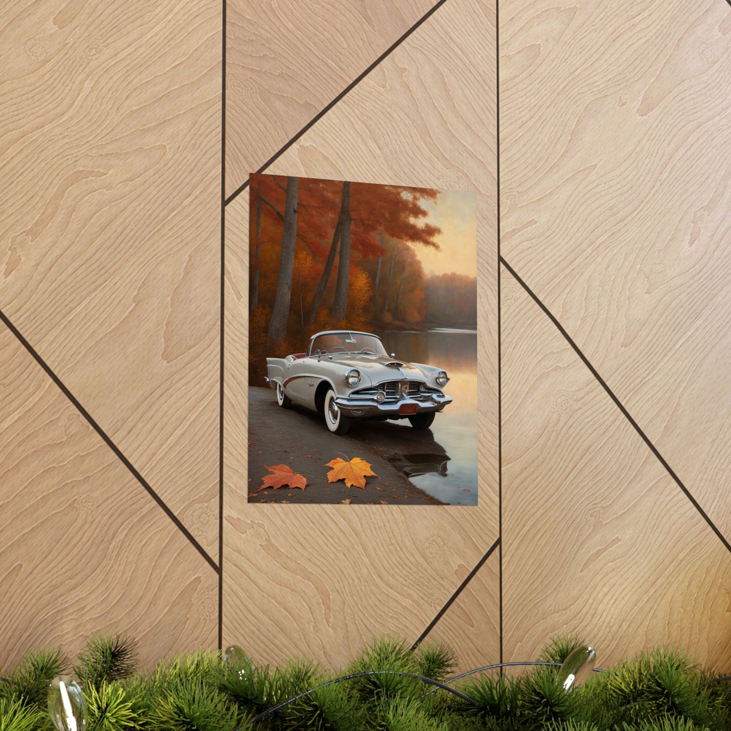 Vintage Car Autumn Matte Poster, Classic Car Art Print, Fall Decor, Retro Home Wall Art, Gift for Him, Car Lover Wall Decor