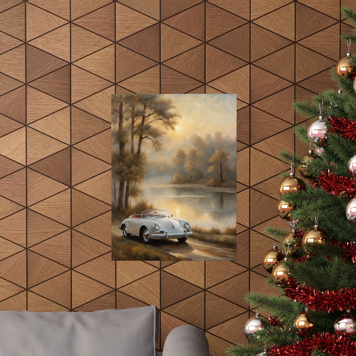 Vintage Car Landscape Poster | Matte Wall Art | Home Decor | Gift for Car Lovers, Automotive Art, Retro Wall Decor, Nature Inspired