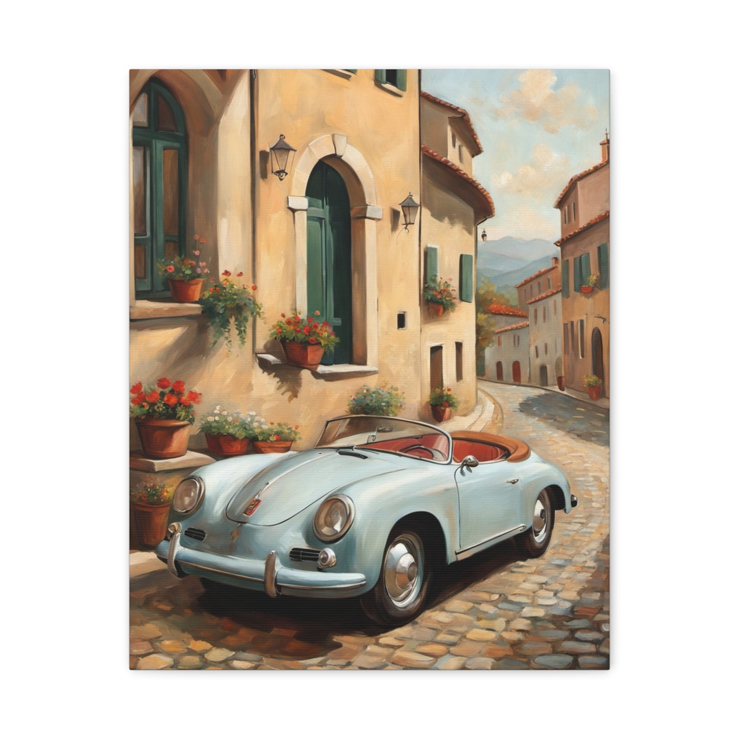 Vintage Car Canvas Print, Classic Car Wall Art, Retro Home Decor, Car Lover Gift, Italian Street Scene Art