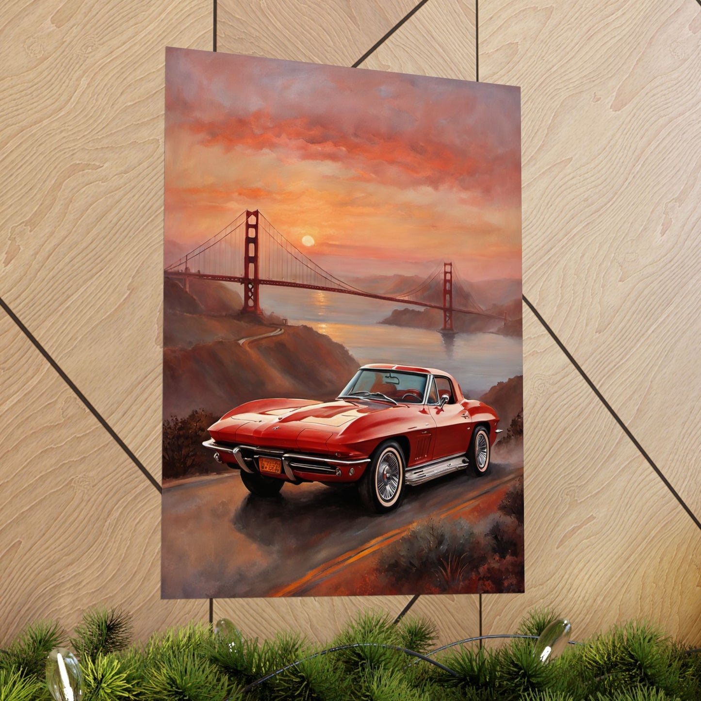Retro Car Art Print, Matte Vertical Poster, Classic Car Decor, Wall Art, Gift for Car Lovers, Retro Home Decor Printify
