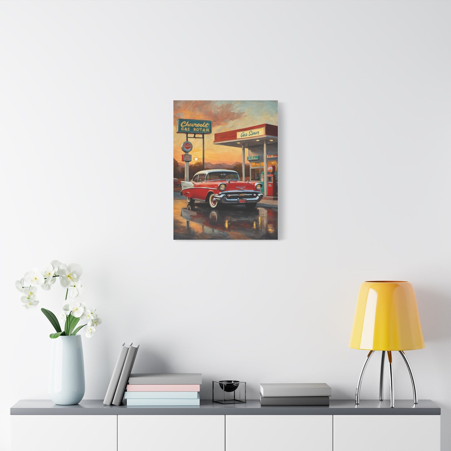 Vintage Car Canvas Wall Art, Retro Automotive Décor, Classic Chevrolet Poster, Gift for Car Lovers, Nostalgic Home Decoration