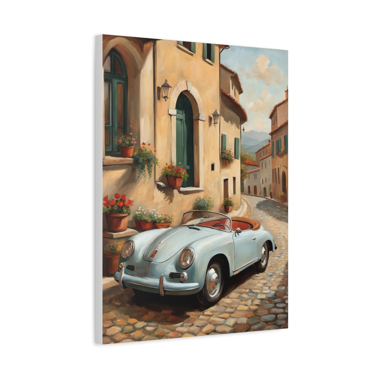 Vintage Car Canvas Print, Classic Car Wall Art, Retro Home Decor, Car Lover Gift, Italian Street Scene Art