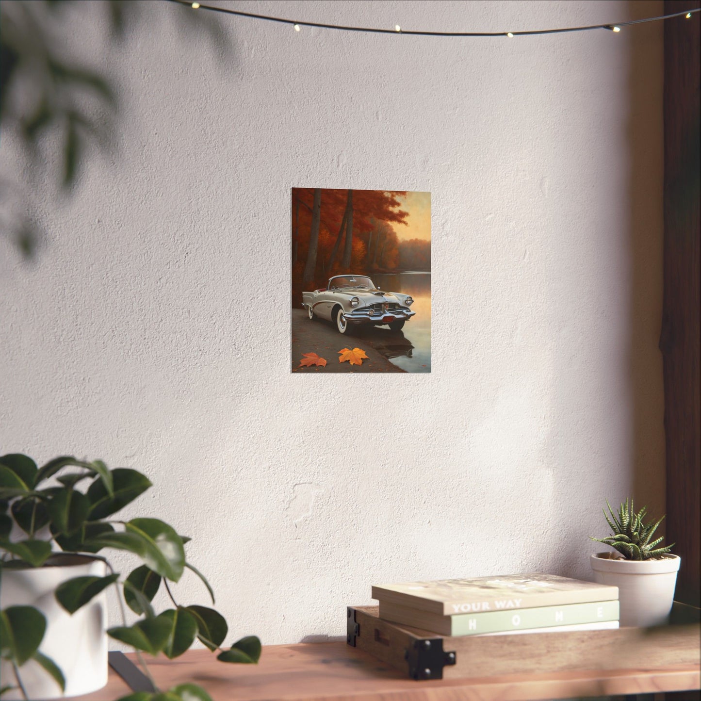 Vintage Car Autumn Matte Poster, Classic Car Art Print, Fall Decor, Retro Home Wall Art, Gift for Him, Car Lover Wall Decor