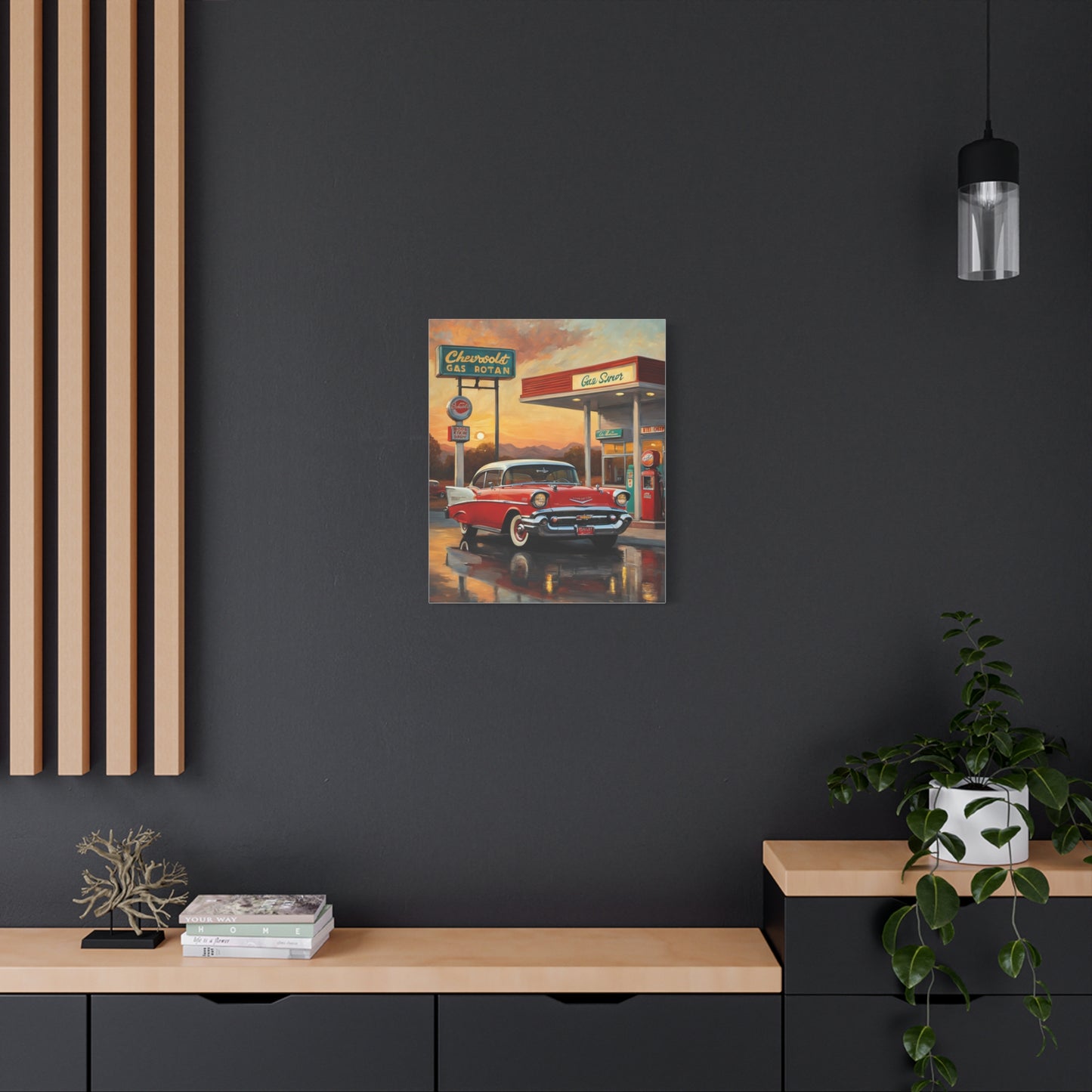 Vintage Car Canvas Wall Art, Retro Automotive Décor, Classic Chevrolet Poster, Gift for Car Lovers, Nostalgic Home Decoration