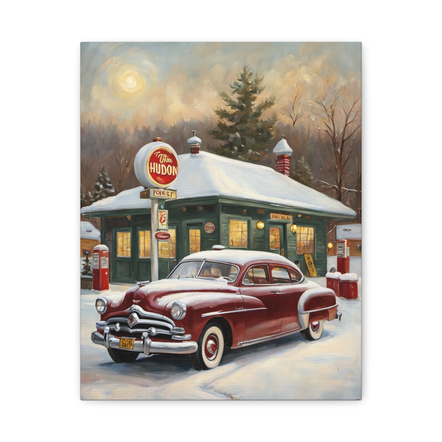 Vintage Winter Scene Canvas Print