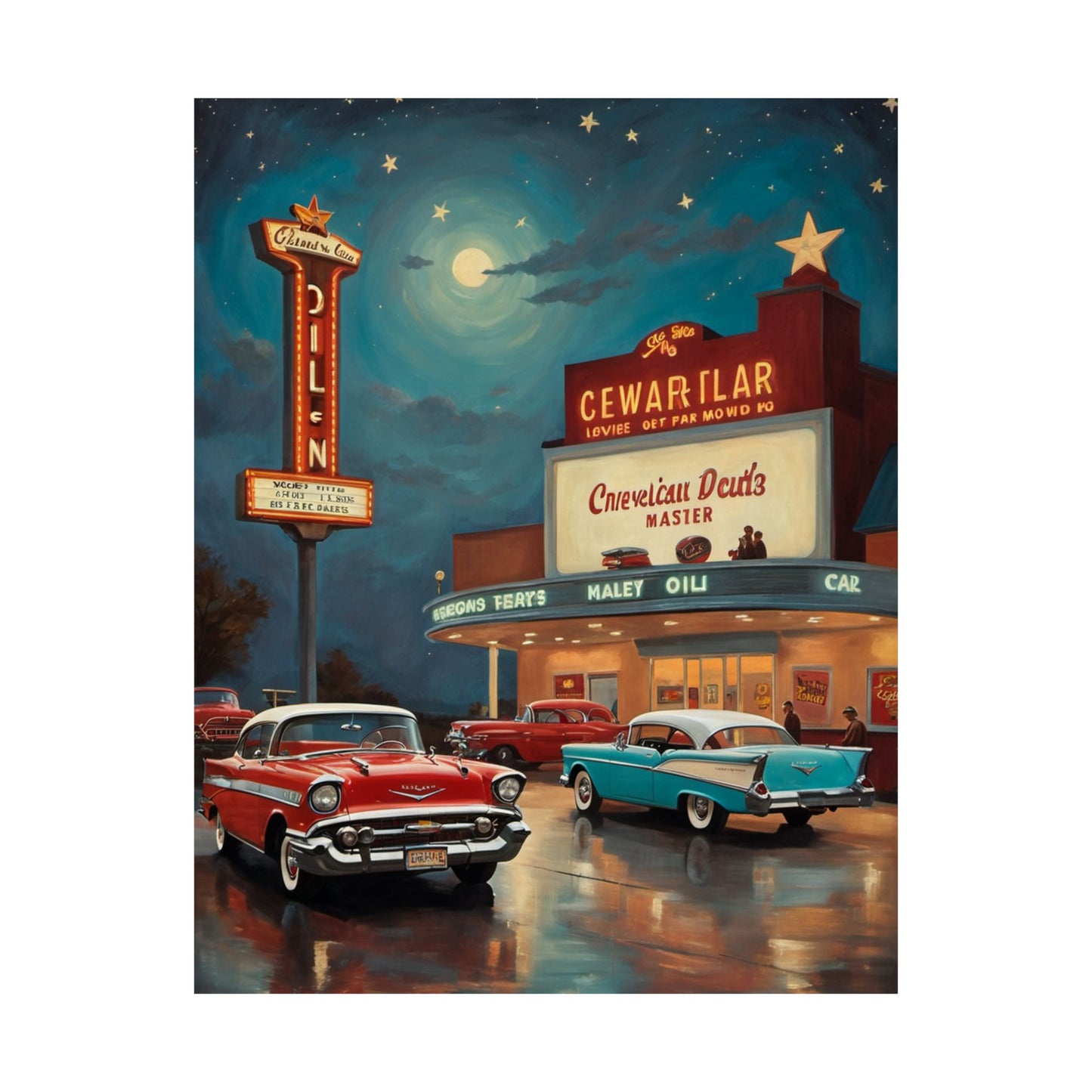 Vintage Car Art Poster, Matte Vertical Wall Art, Retro Decor for Living Room, Gift for Car Lovers & Enthusiasts