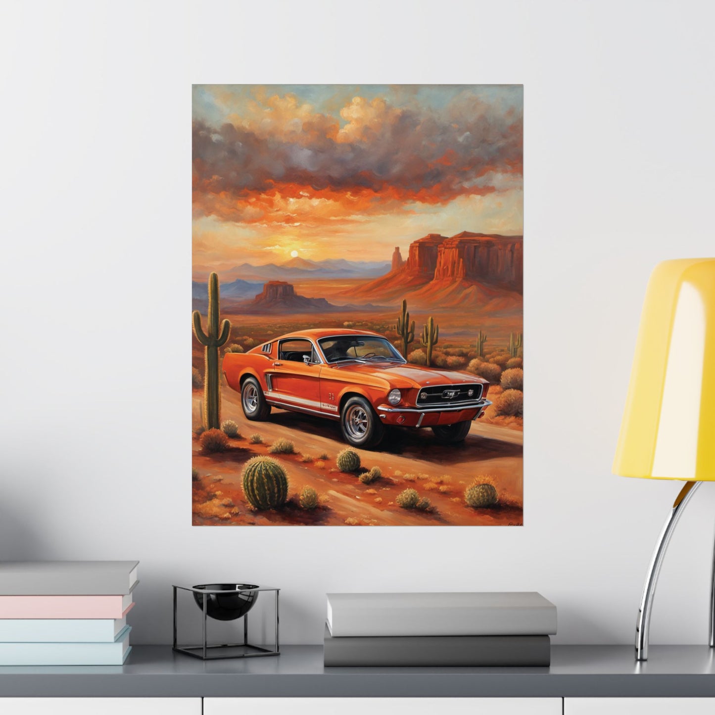 Vintage Desert Muscle Car Art Print – 18x24 in Poster