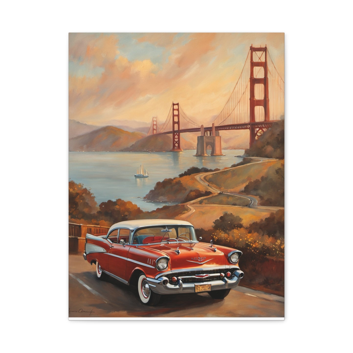Vintage Car Wall Art Print, Retro Canvas for Home Decor, Classic Cars Art, Gift for Car Lovers, Nostalgic Travel Decor