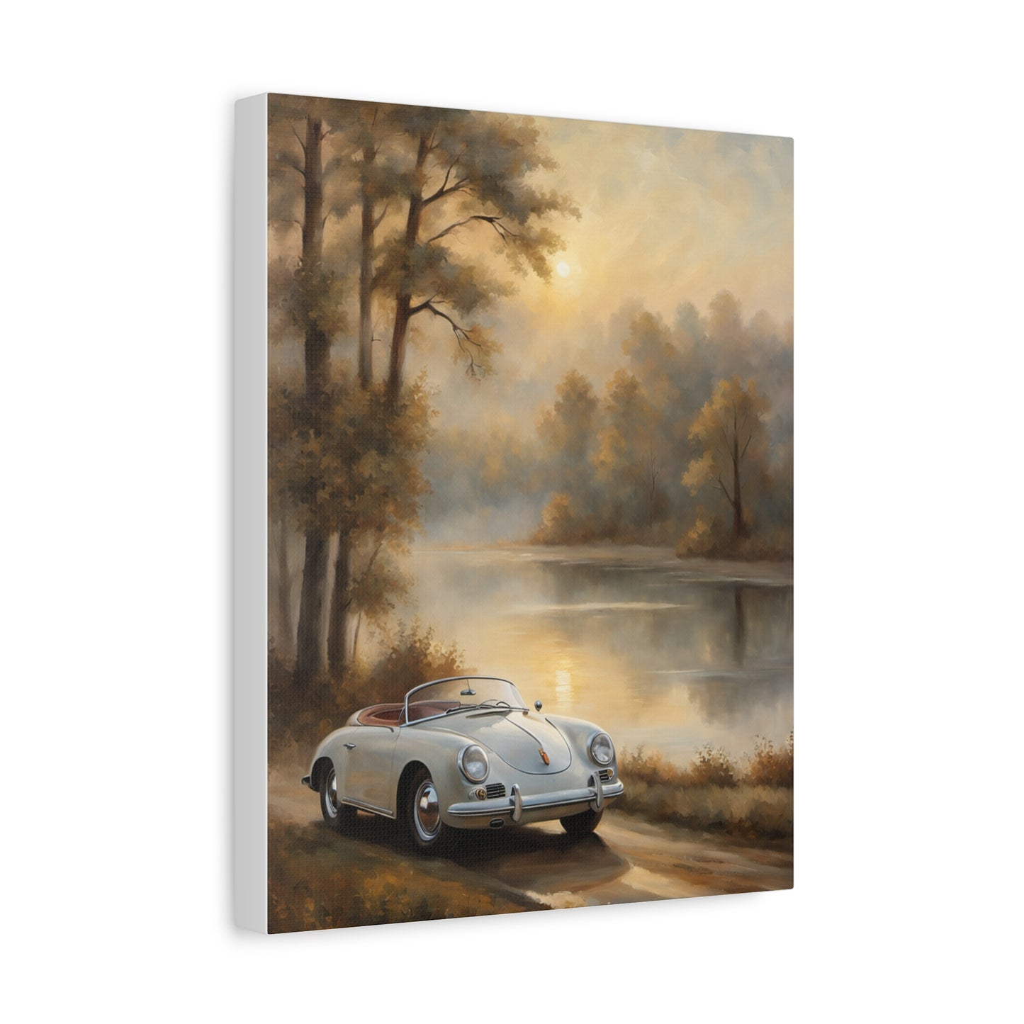Vintage Car Landscape Art Print, Wall Decor, Home Aesthetic, Nature Artwork, Gift for Car Lovers, Vintage Automotive Decor