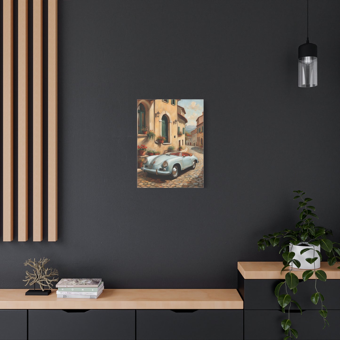 Vintage Car Canvas Print, Classic Car Wall Art, Retro Home Decor, Car Lover Gift, Italian Street Scene Art