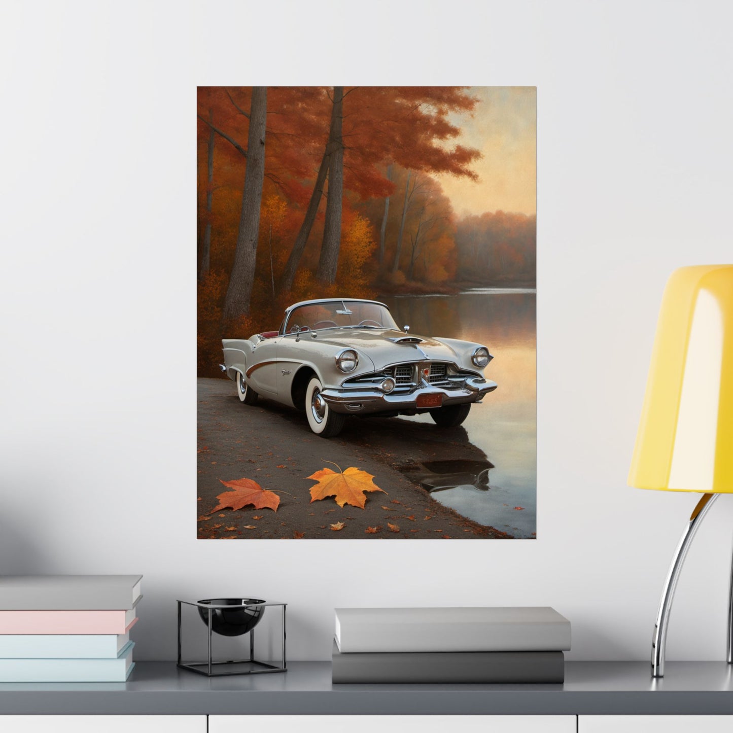 Vintage Car Autumn Matte Poster, Classic Car Art Print, Fall Decor, Retro Home Wall Art, Gift for Him, Car Lover Wall Decor