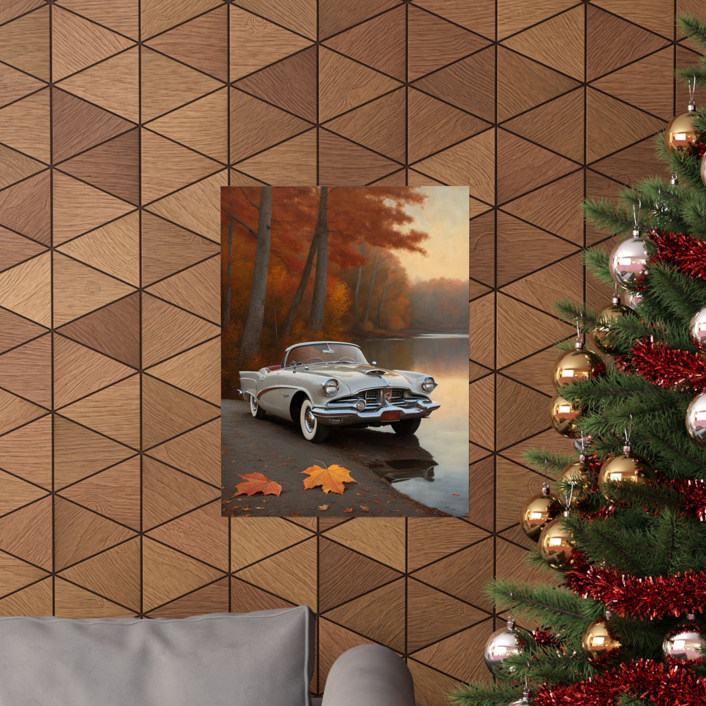 Vintage Car Autumn Matte Poster, Classic Car Art Print, Fall Decor, Retro Home Wall Art, Gift for Him, Car Lover Wall Decor