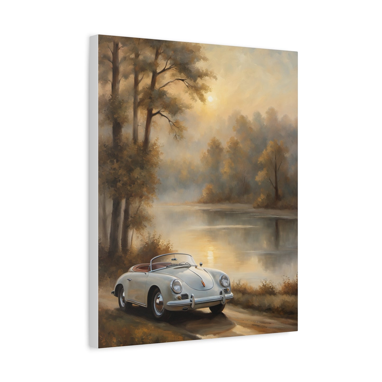 Vintage Car Landscape Art Print, Wall Decor, Home Aesthetic, Nature Artwork, Gift for Car Lovers, Vintage Automotive Decor