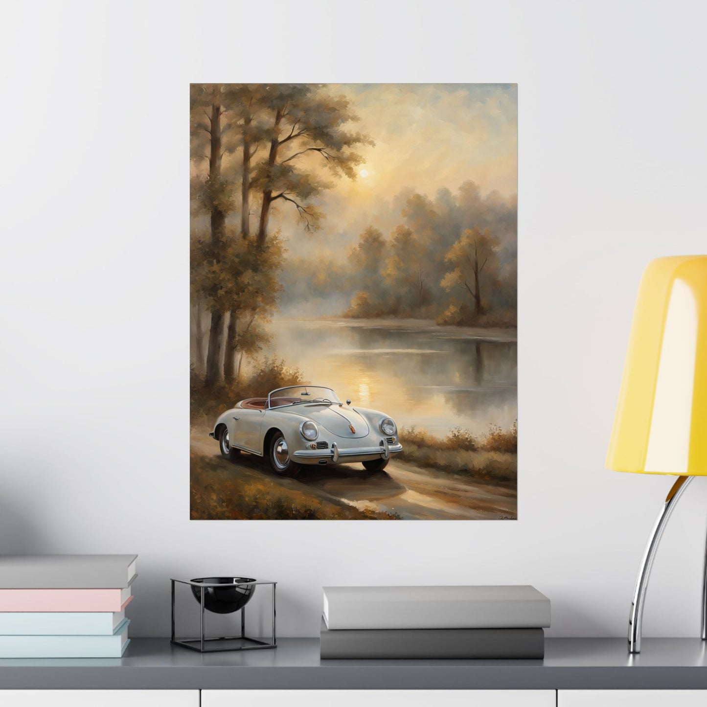 Vintage Car Landscape Poster | Matte Wall Art | Home Decor | Gift for Car Lovers, Automotive Art, Retro Wall Decor, Nature Inspired