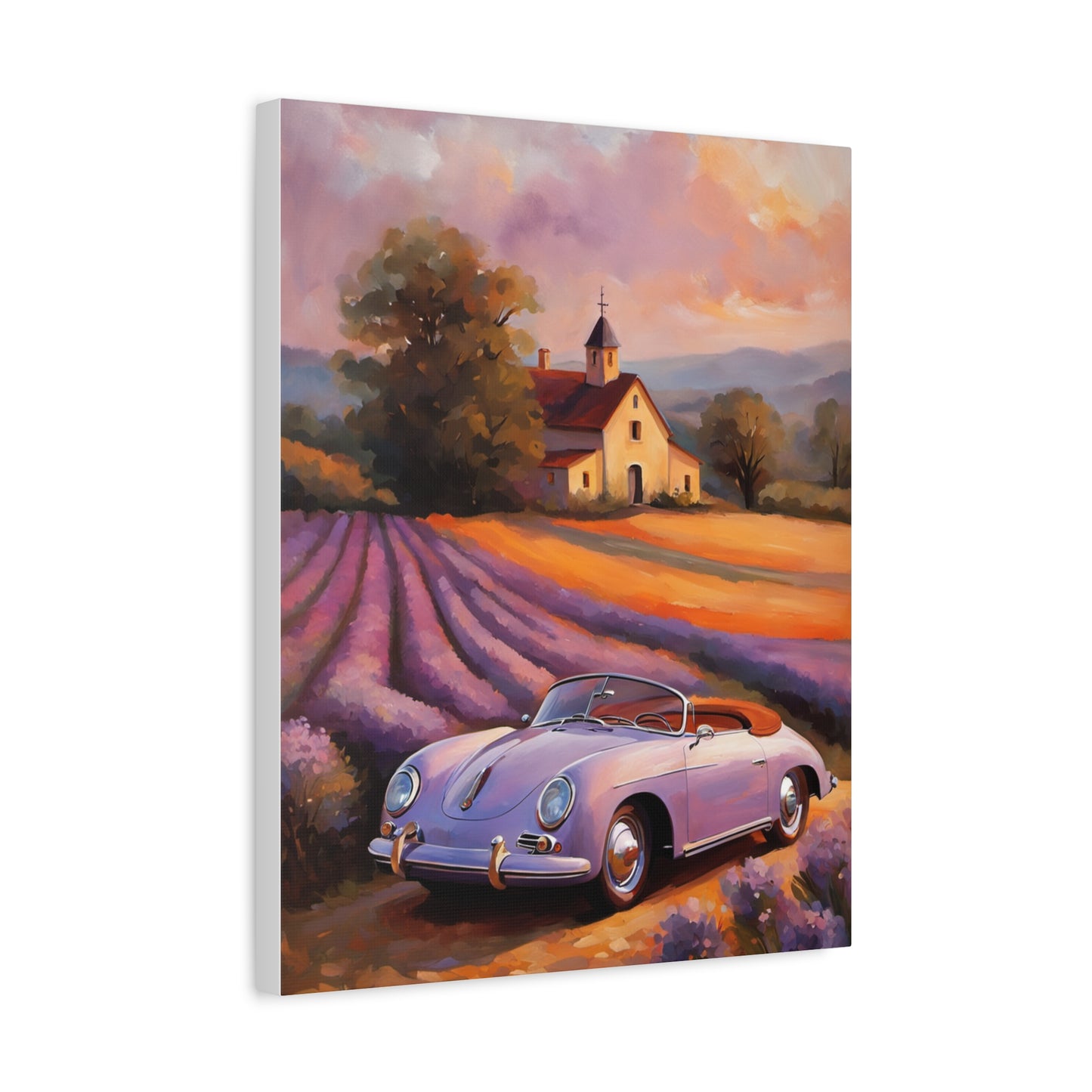 Vintage Car Canvas Wall Art, Rustic Home Decor, Lavender Field Print, Car Lover Gift, Art for Living Room, Classic Car Artwork